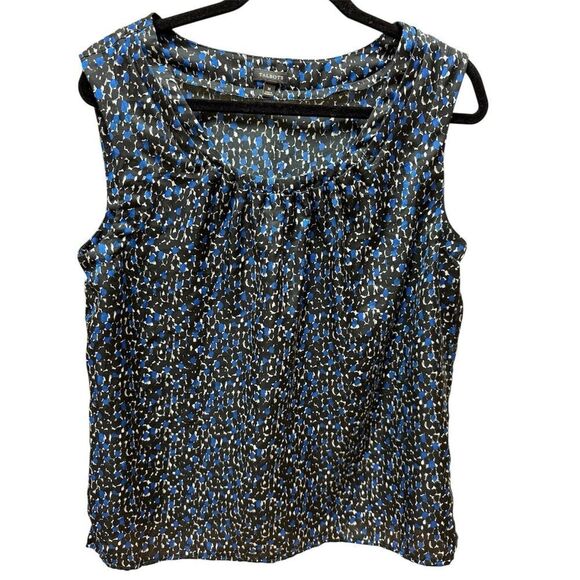 Talbots Tops - Talbots black blue and white abstract‎ print pleated top. Womens. Sz M